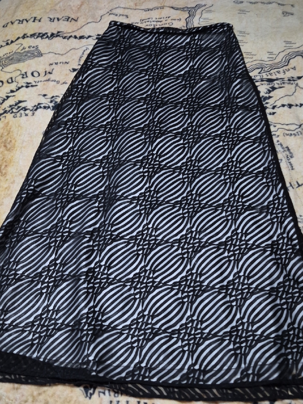Vintage Lavantino Size 10 Black And White Lace Maxi Skirt